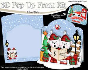 3D Pop Up Front Singing Teddies Xmas Card Kit