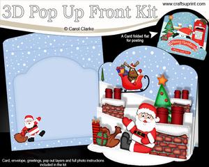 3D Pop Up Front Rooftop Santa Xmas Card Kit