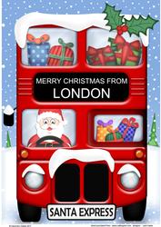 A4 Xmas Santa Express London Card Topper