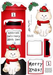 Large Dl Cute Cat Postbox 3D Decoupage