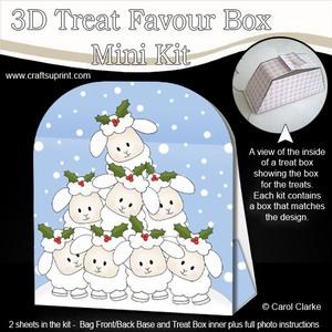 3D Xmas Little Lambs Treat or Favour Box Mini Kit