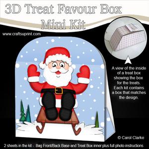 3D Xmas Sledging Santa Treat or Favour Box Mini Kit