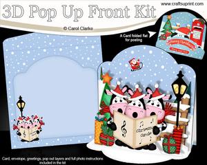 3D Pop Up Front Carol Singing Moo Cows Xmas Card Kit