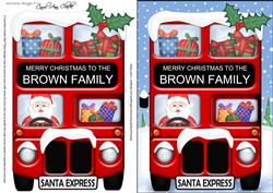 Xmas Santa Express Brown Family A5 Quick Card N 3D Decoupage