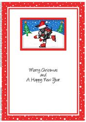A5 Xmas Skating Scottie Dog Matching Insert