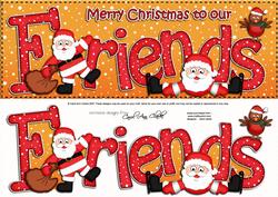 Large Dl Xmas Friends with Santa Quick Card 3D Decoupage