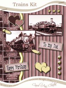 Trains Kit in Sepia with Step by Step Decoupage