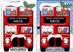 Xmas Santa Express Niece A5 Quick Card N 3D Decoupage