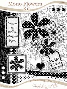 Monochrome Flowers Kit with Step by Step Decoupage