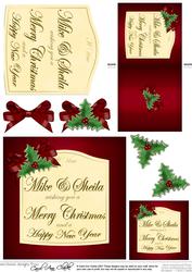 Xmas Wine Label Mike & Sheila with 3D Decoupage