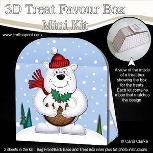 3D Xmas Polar Bear's Pudding Treat or Favour Box Mini Kit