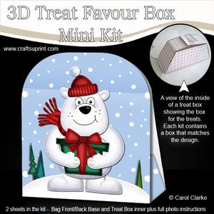 3D Xmas Polar Bear's Present Treat or Favour Box Mini Kit