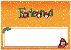 Xmas Friend with Penguins Matching Large Dl Insert