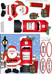 Xmas Santa N Postbox Quick Card N 3D Decoupage