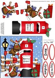 Xmas Rudolph N Postbox Quick Card N 3D Decoupage