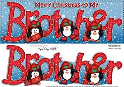 Large Dl Xmas Brother with Penguins Quick Card 3D Decoupage