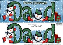 Large Dl Xmas Dad with Snowmen Quick Card 3D Decoupage