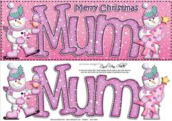Large Dl Xmas Mum with Snowmen Quick Card 3D Decoupage