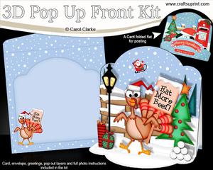 3D Pop Up Front Xmas Percy Turkey Card Kit