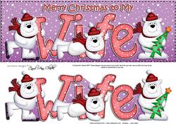 Large Dl Xmas Wife with Polar Bears Quick Card 3D Decoupage