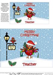 Christmas Robin's Xmas Lights Teacher Chocolate Wrapper