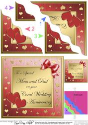 Mam and Dad Coral Wedding Anniversary Wavy Corner
