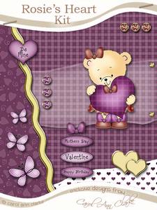 Rosie's Heart Kit in Raspberry with Step by Step Decoupage