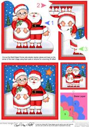 Xmas Mr & Mrs Santa Shell Edged Corner Side Stacker