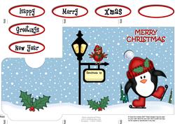 Xmas Skating Penguin Lottery Wallet Card
