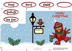 Xmas Skating Robin Lottery Wallet Card