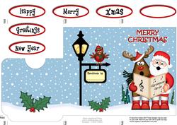 Xmas Singing Santa & Rudolph Lottery Wallet Card