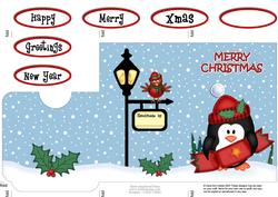 Xmas Penguin's Cracker Lottery Wallet Card