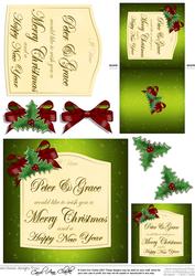 Xmas Champers Label Peter & Grace with 3D Decoupage