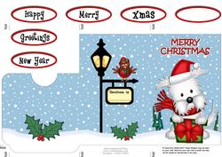 Xmas Westie Dog's Present Lottery Wallet Card