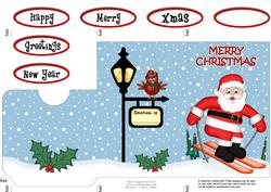 Xmas Skiing Santa Lottery Wallet Card