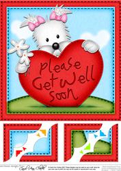 8 x 8 Jess Westie Dog's Get Well Heart Scalloped Topper