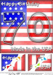 8 x 8 Flying the Flag Usa 70th Birthday Scalloped Topper
