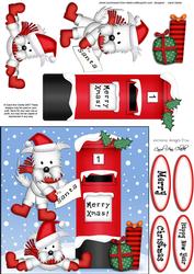 Xmas Westie Dogs N Postbox Quick Card N 3D Decoupage