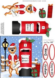 Xmas Meerkats N Postbox Quick Card N 3D Decoupage