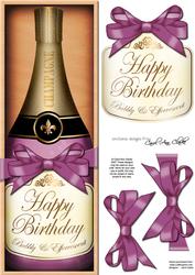 Large Dl Birthday Champers in a Box Quick Card 3D Decoupage