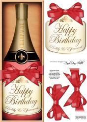 Large Dl Birthday Champers in a Box Quick Card 3D Decoupage