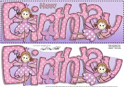 Large Dl Birthday Fairies Quick Card N 3D Decoupage