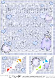 8 x 8 New Baby Boy Scalloped Corner Topper
