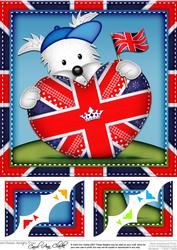 8x8 Jock Westie's Union Jack Flag Heart Scalloped Topper