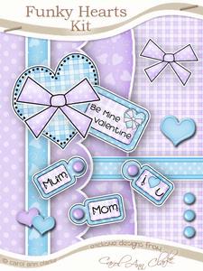 Funky Hearts Kit in Lilac & Cyan with Step by Step Decoupage