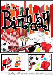 8 x 8 Birthday Sports and Games Scalloped Corner Topper