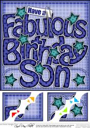 8 x 8 Happy Birthday Son Scalloped Corner Topper