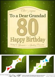 8 x 8 80th Birthday Grandad Champagne Label Scalloped Corner