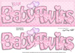 Large Dl New Baby Twins Felties Quick Card N 3D Decoupage