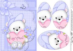 A5 Teddy Ed's Heart Oval Pyramage Topper